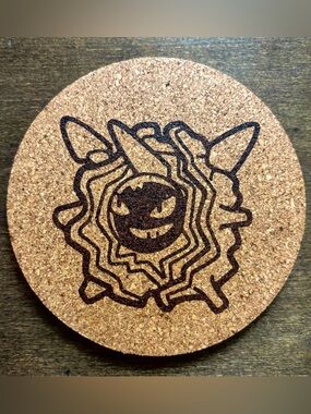 Pokemon Cloyster Face Laser Engraved Cork Coaster